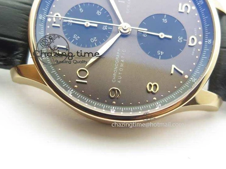 MIROTIME 0325 Classic Portuguese IW371482 ZF 1:1 Best Edition RG Gray Dial Gold Markers On Black Leather Strap A 7265